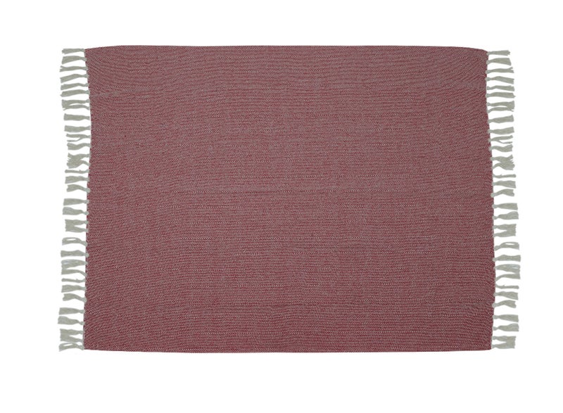 Ambrosia 130 x 160 cm Cotton Herringbone Throw Blanket in Red for Couch, 400GSM Soft Decorative Tassel Fringe Sofa Cover and Boho Bed Runner - Image 3